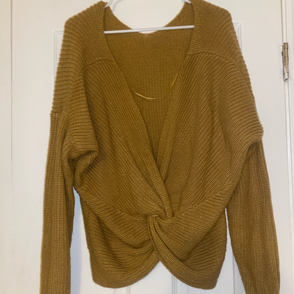 Irene’s Story mustard backless sweater
